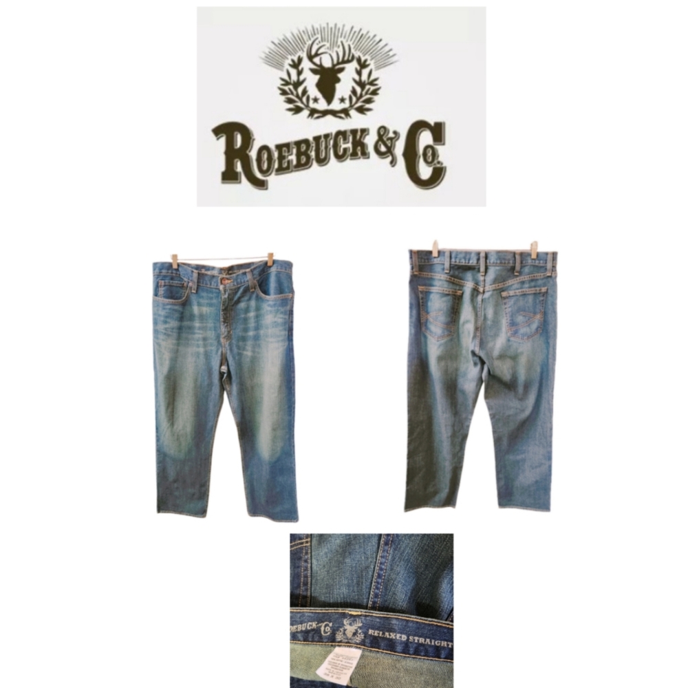 ROEBUCK AND CO MENS RELAXED STRAIGHT DISTRESSED JEANS